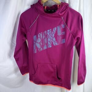 Nike Hoodie Girls Hot Pink Sweatshirt Swoosh Large EUC